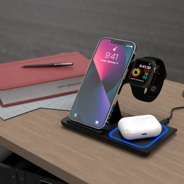 Foldable 3-in-1 Multi-Device Wireless Charging Station